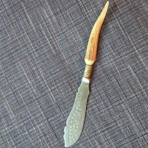 Antique Victorian Silver Plated Antler Handle Knife